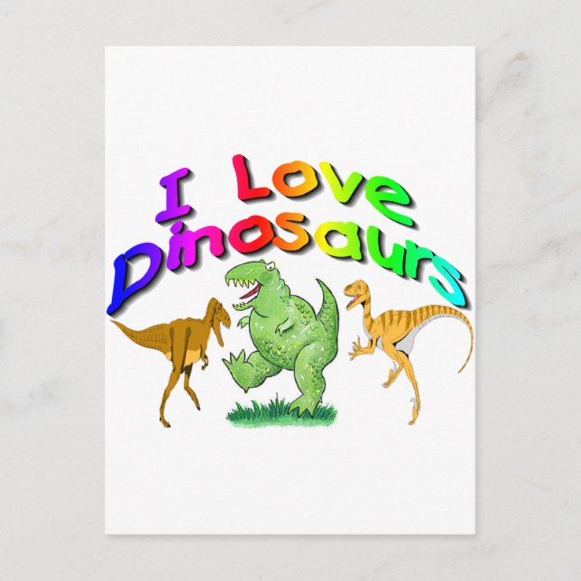 Postal Regalos de "I Love Dinosaurs" para niños (Anverso)