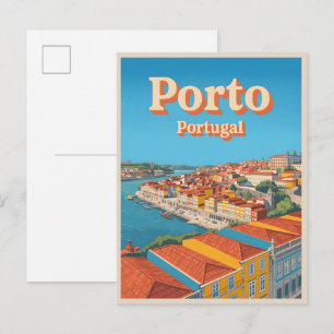 Postal Regalos de la ciudad retro de Porto Portugal viaje
