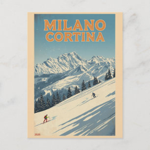 Postal regalos de la estación de esquí Vintage Milano Cor