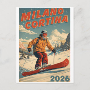 Postal regalos de la estación de esquí Vintage Milano Cor