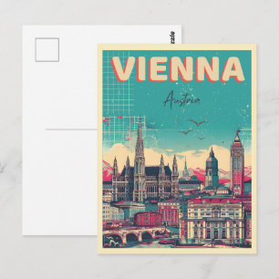 Postal Regalos de la silueta urbana de Viena retro Austri