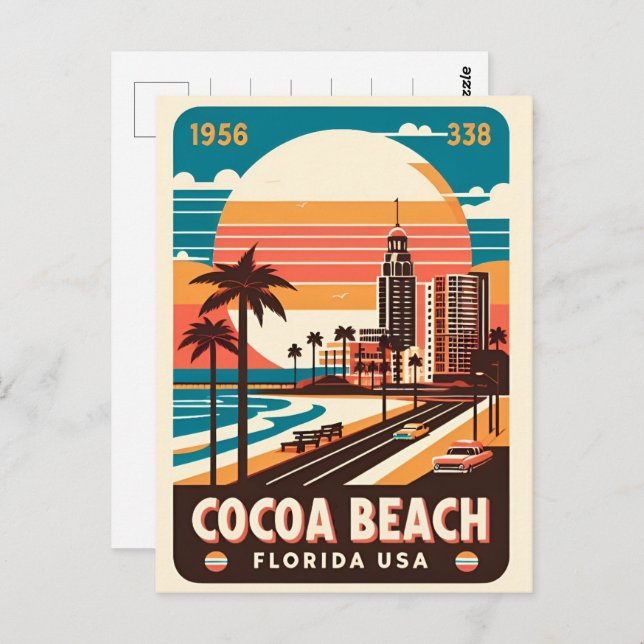Postal Regalos de línea costera de Cocoa Beach City Flori (Anverso / Reverso)
