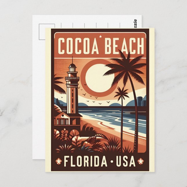 Postal Regalos de línea costera de Cocoa Beach City Flori (Anverso / Reverso)