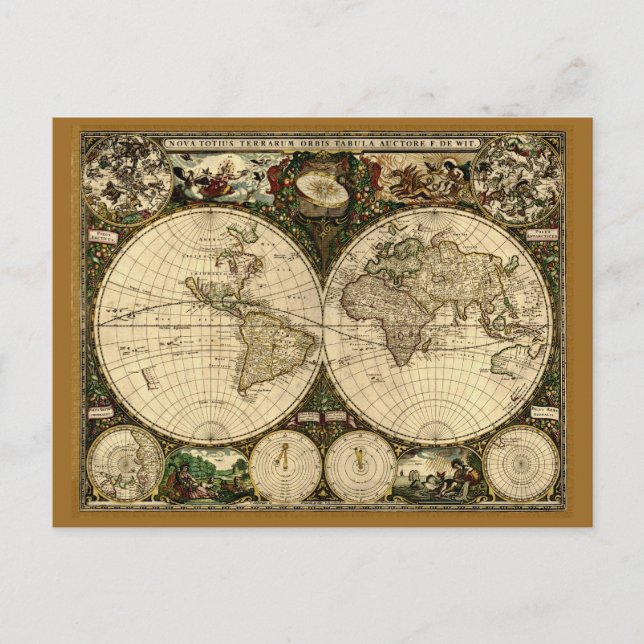 Postal Regalos de mapas del mundo antiguo (Anverso)
