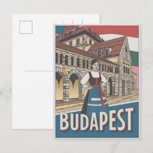 Postal regalos de mujer local vintage Budapest Hungría