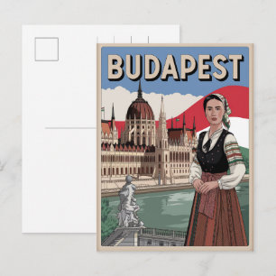 Postal regalos de mujer local vintage Budapest Hungría