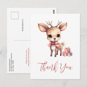 Postal Regalos de Navidad de adorables renos, agradecimie