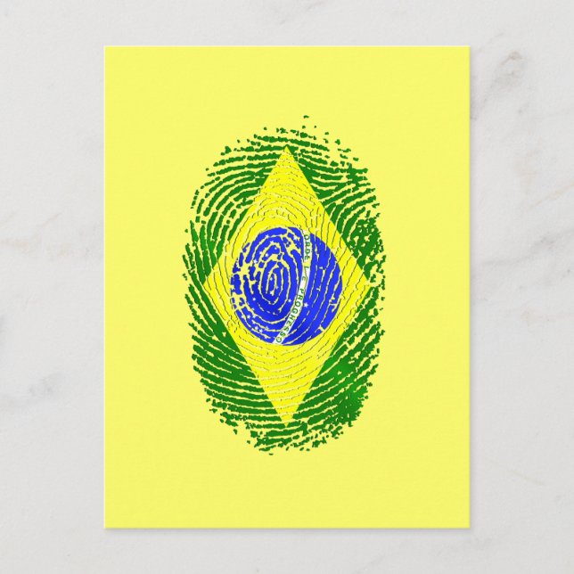 Postal Regalos de orgullo Brasil con huellas dactilares d (Anverso)