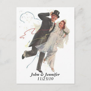 Postal Regalos de parejas Bodas felices retro