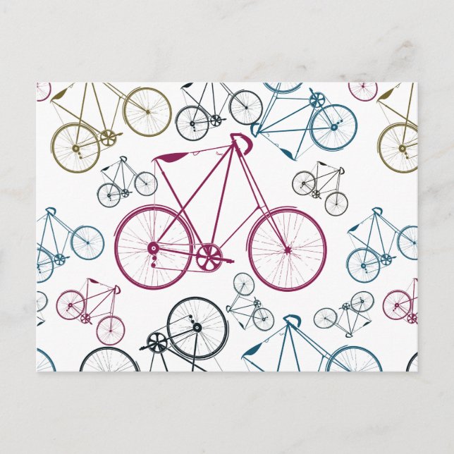 Postal Regalos de patrones de bicicletas de época para ci (Anverso)