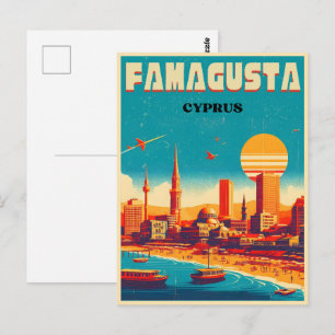Postal regalos de playa vintage Famagusta Chipre