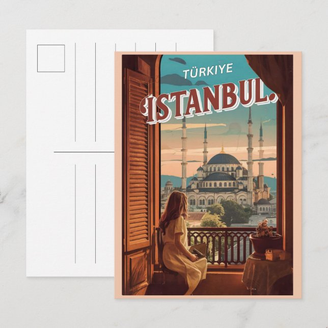 Postal Regalos de recuerdos de Estambul turquesa (Anverso / Reverso)