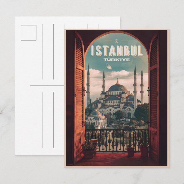 Postal Regalos de recuerdos de Estambul turquesa (Anverso / Reverso)