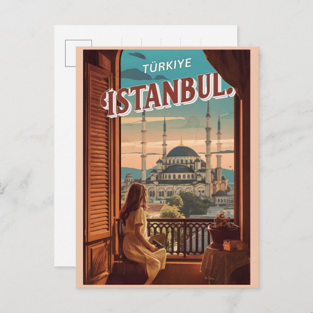 Postal Regalos de recuerdos de Estambul turquesa (Anverso / Reverso)