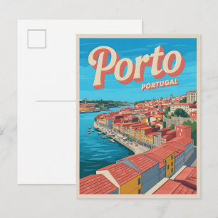 Postal Regalos de retro Porto Ciudad portugal viaje horiz