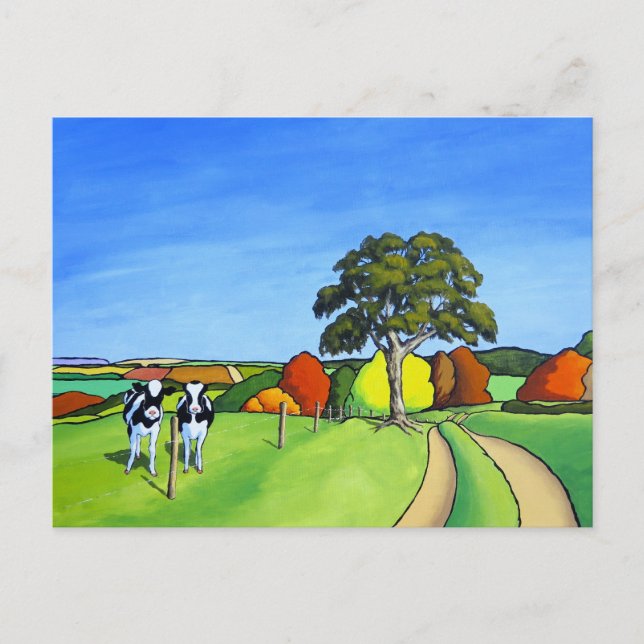 Postal Regalos de vacas blancas y negras (Anverso)