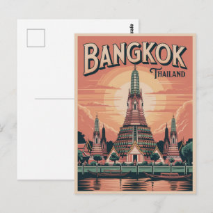 Postal Regalos de viaje Bangkok retro ciudad Wat Aru Tail