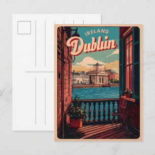 Postal Regalos de viaje de la ciudad de Dublín vintage, R