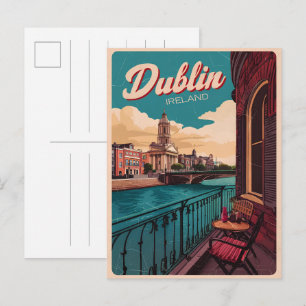 Postal Regalos de viaje de la ciudad vintage de Dublín, R