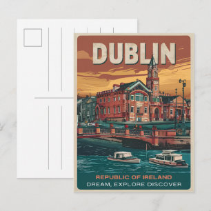 Postal Regalos de viaje de la ciudad vintage de Dublín, R
