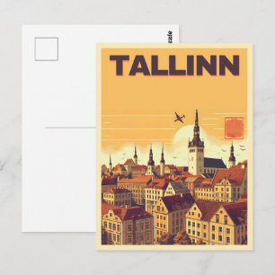 Postal regalos de viaje retro de la ciudad de Tallin Esto