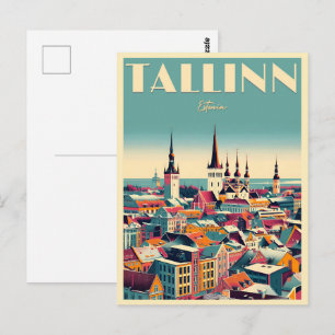 Postal regalos de viaje retro de la ciudad de Tallin Esto