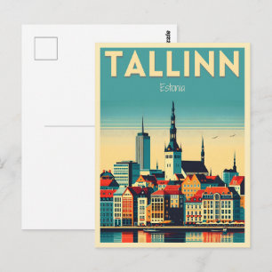 Postal regalos de viaje retro de la ciudad de Tallin Esto