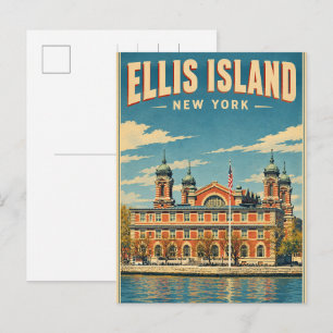 Postal Regalos de viaje vintage Ellis Island Nueva York
