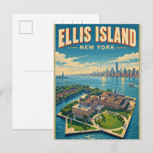 Postal Regalos de viaje vintage Ellis Island Nueva York