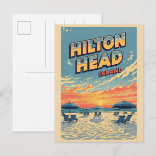 Postal Regalos de viaje vintage faro de la isla Hilton He