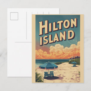 Postal Regalos de viaje vintage faro de la isla Hilton He