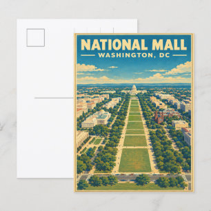 Postal Regalos de viaje vintage Mall Nacional Washington