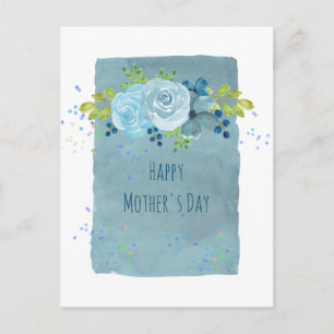 Postal Regalos del Día de la Madre Flores Modernas Azul P