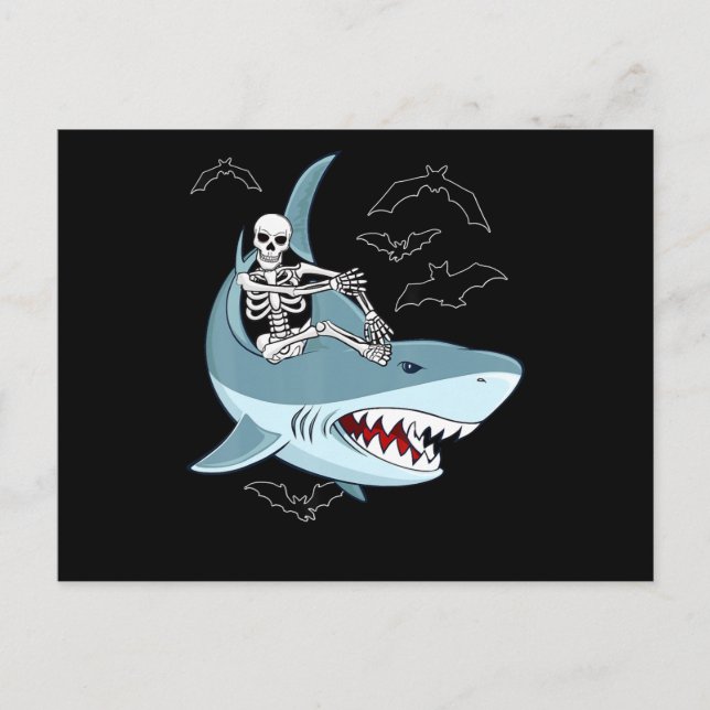 Postal Regalos divertidos de Halloween en Skeleton Riding (Anverso)