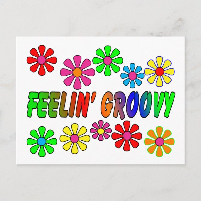 Postal Regalos "Feelin' Groovy" de los años 70 (Anverso)