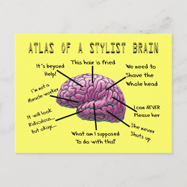 Postal Regalos Hair Stylist "Atlas of a Stylist Brain" (Anverso)