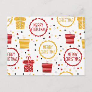 Postal Regalos navideños de Feliz Patrón de Estrellas