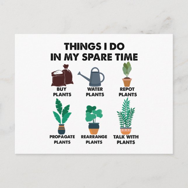 Postal Regalos para amantes de las plantas Cosas que hago (Anverso)