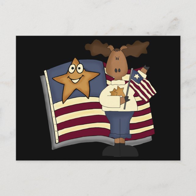 Postal Regalos Patrióticos De Moose Para Ella (Anverso)