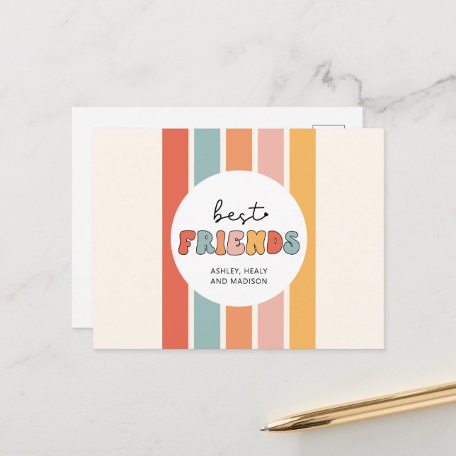 Postal Regalos personalizados retro para mejores amigos B (Anverso/Reverso In Situ)