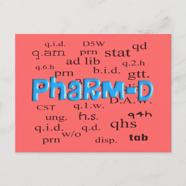 Postal Regalos Pharm-D de los estudiantes de farmacia (Anverso)