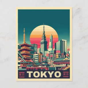 Postal regalos RETRO de viaje a Tokio Japón 