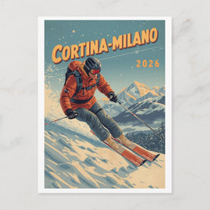 Postal Regalos vintage de la estación de esquí Milano Cor