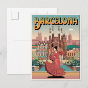 Postal Regalos vintage de viaje barcelona sagrada familia