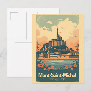 Postal Regalos Vintage Mont-Saint-Michel Francia Normandí
