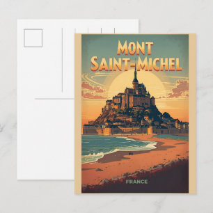 Postal Regalos Vintage Mont-Saint-Michel Francia Normandí