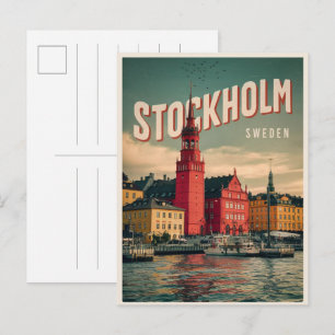 Postal regalos vintage waterfront de viaje a estocolmo su
