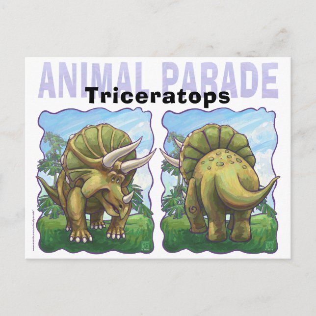 Postal Regalos y accesorios de Triceratops (Anverso)