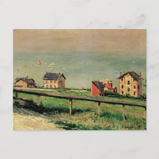 Postal Regatta en Villerville por Gustave Caillebotte (Anverso)