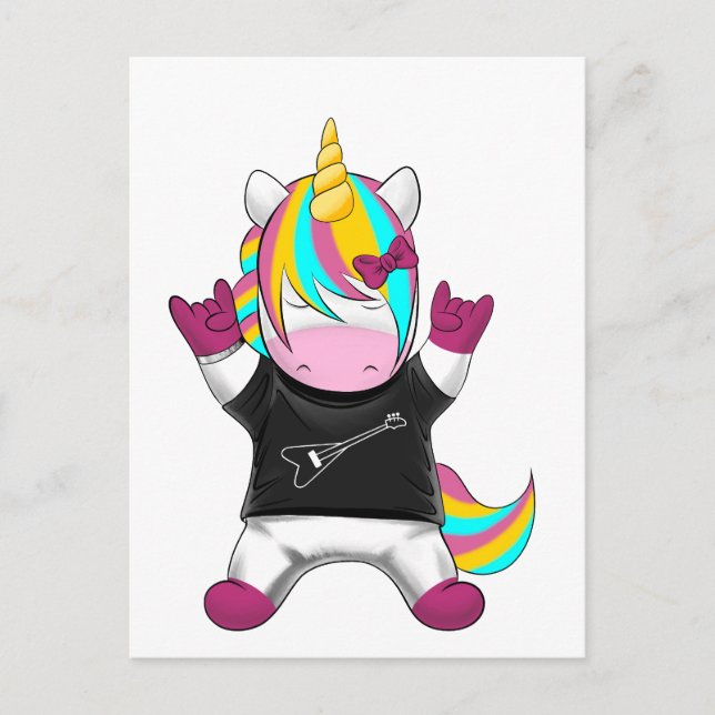 Postal Regenbogen Einhorn Rocker (Anverso)